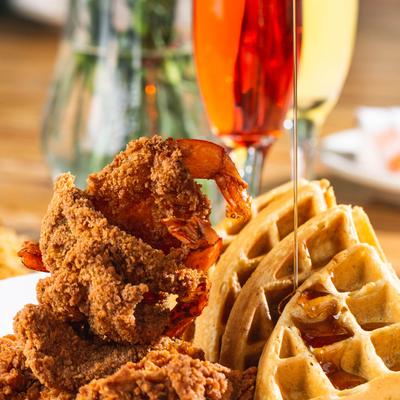 Fried Chicken & Waffles with Shrimp photo