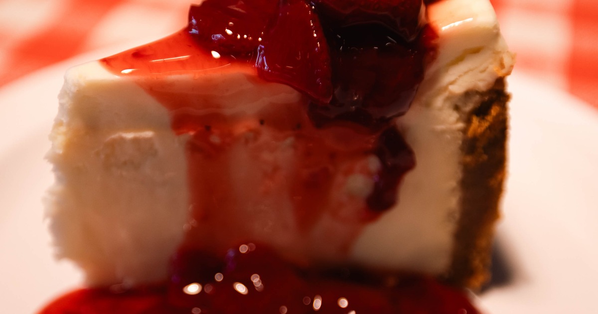 NY style cheesecake with cherry topping