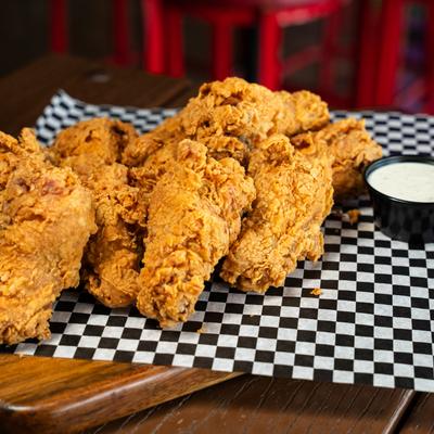 Breaded Jumbo Wings with ranch.