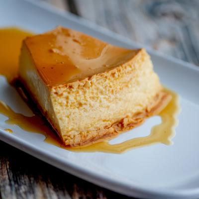 Flan custard dessert.