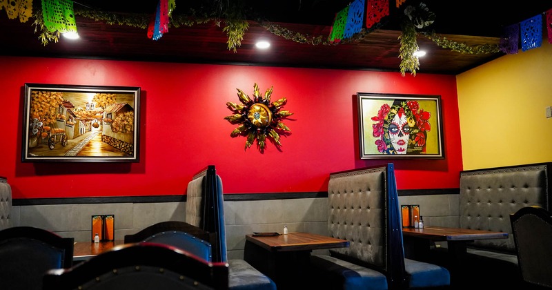 Interior, booth seating and tables