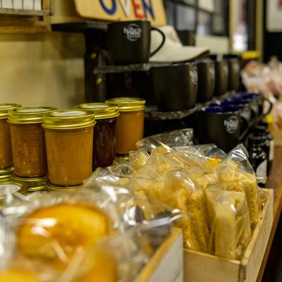 Various pastries and jams.