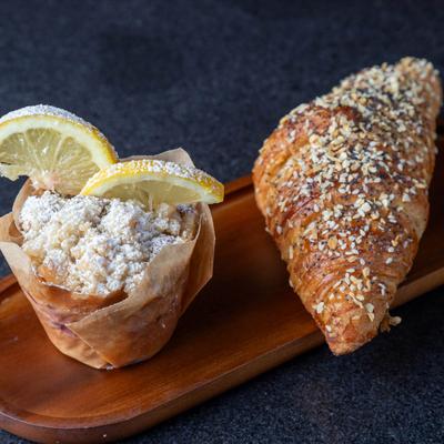 Croissant and a muffin.