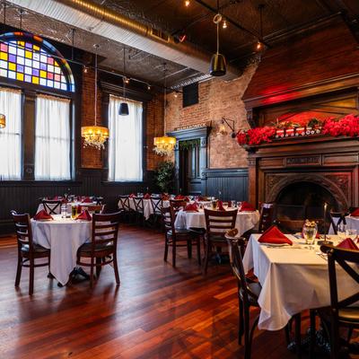 The interior of the restaurant.