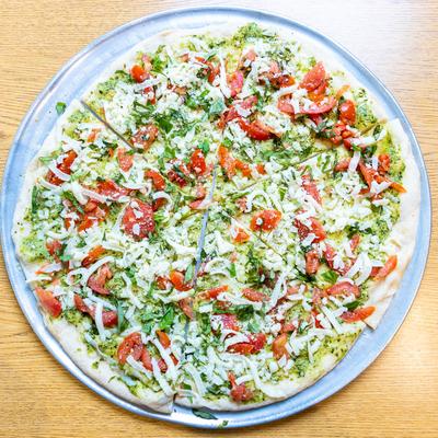 Chicken Al Pesto Pizza.