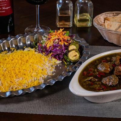 Gheymeh Bademjan with rice.