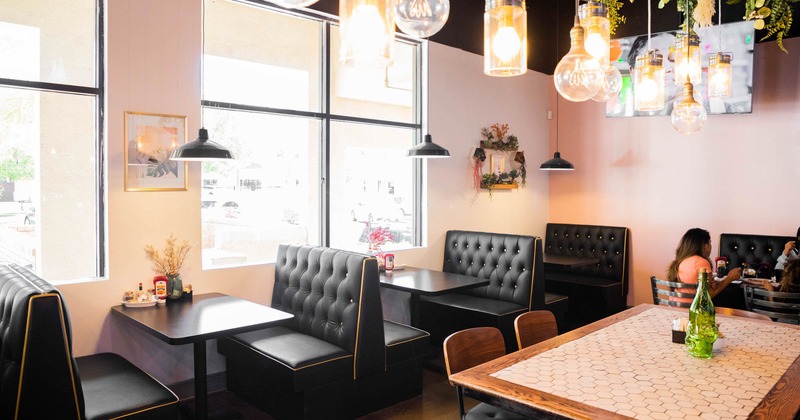 Interior, leather booths