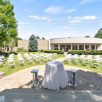 Decorated table and chairs in the background