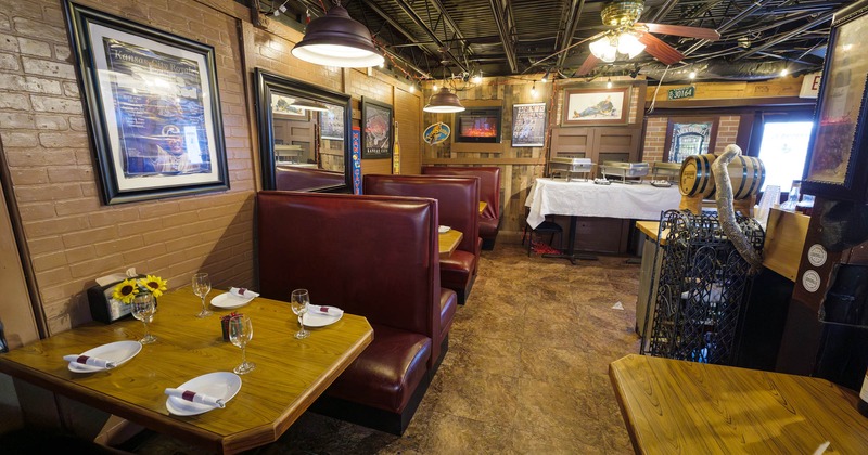 Restaurant booth on the left