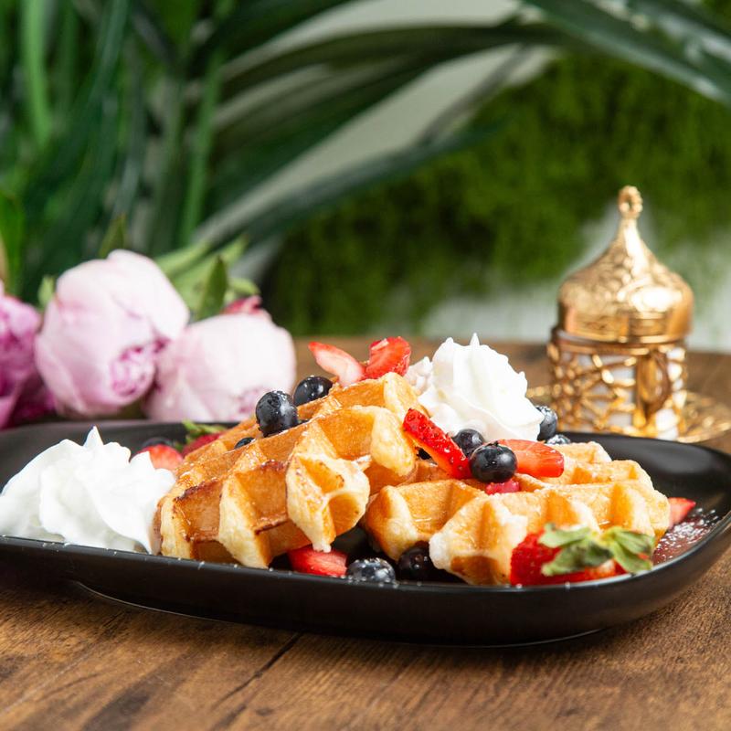 menu item 1 of 9, Belgian Waffles