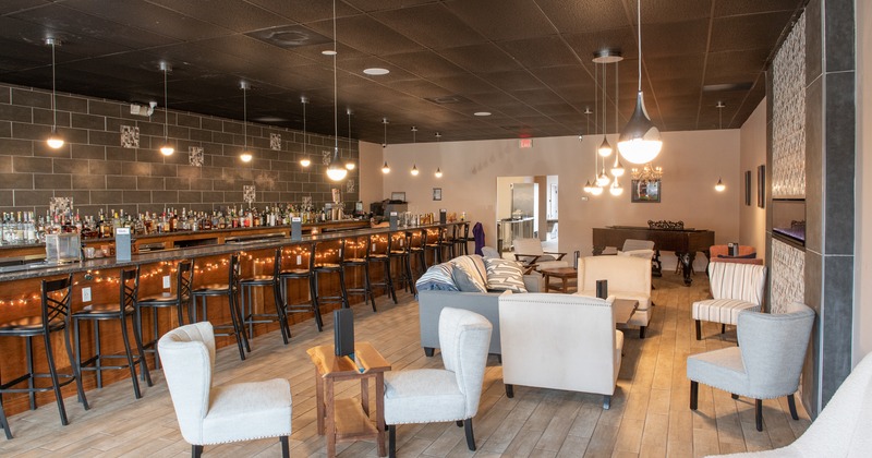 Bar and salon seating area