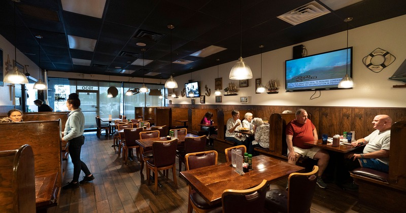 Interior, dining area with guests