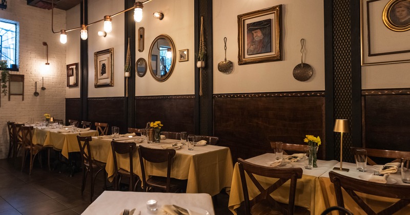 Diner tables by the wall
