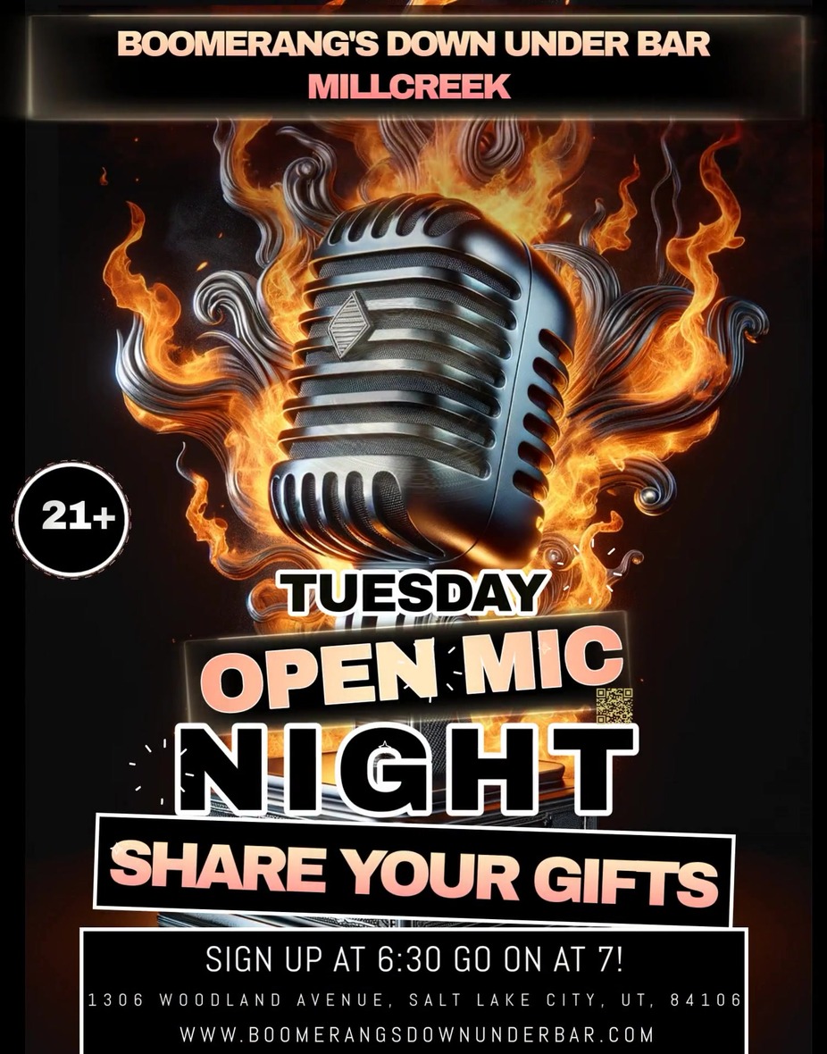 Tuesday Open Mic Night at Boomerang's Millcreek! event photo