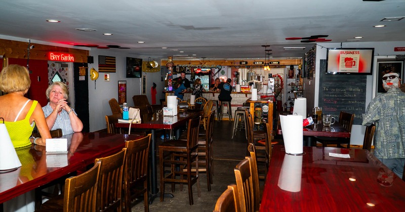 Interior, wide view, tables and chairs