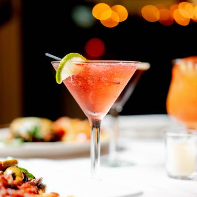 Cosmopolitan, with lime wedge.