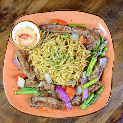 Spaghetti and Steak.