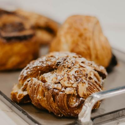 Croissant with almonds.