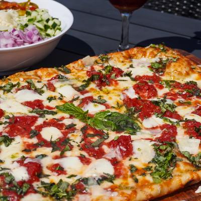 Margherita square pizza.
