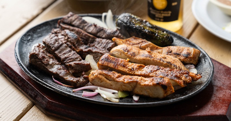 Chicken and steak fajitas