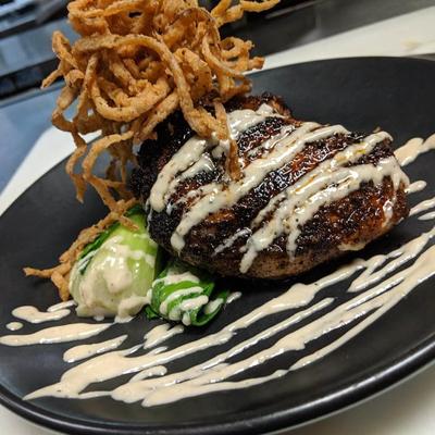 Meal filet with edible decorations