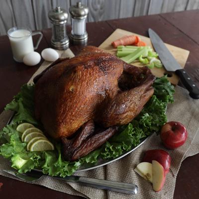 Whole chicken served on the table.