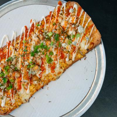 Buffalo chicken flatbread.
