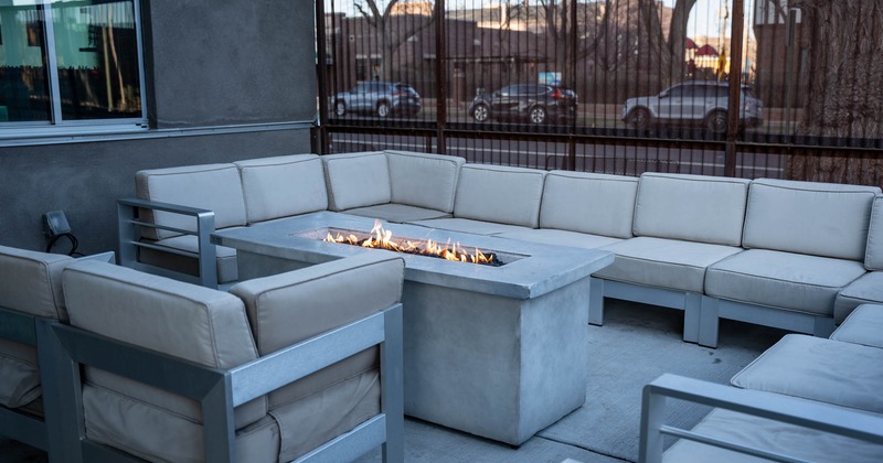 Exterior, patio with tables