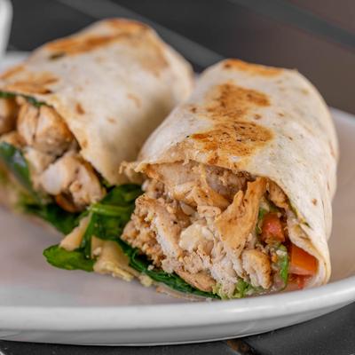Chicken wrap, close up.