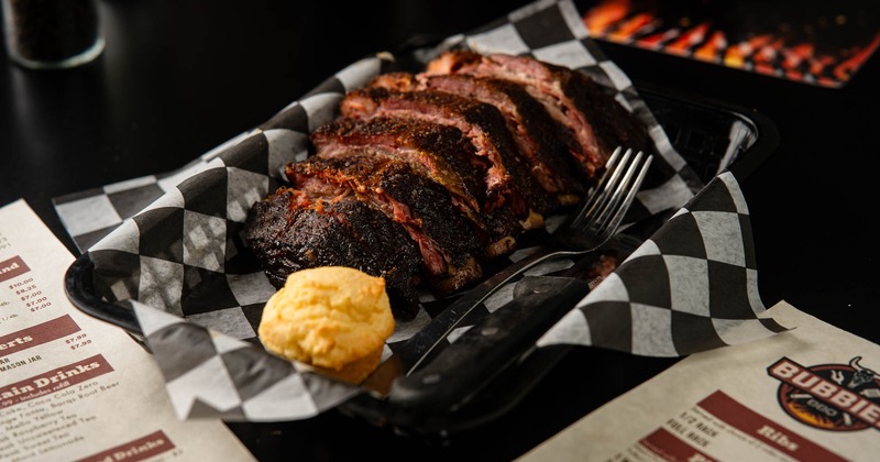 Half rack ribs and corn muffin