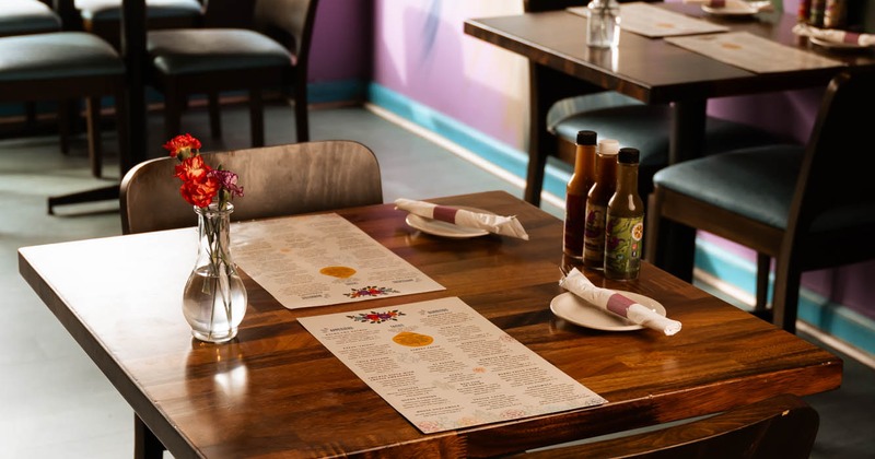 Interior, dining area, guest tables