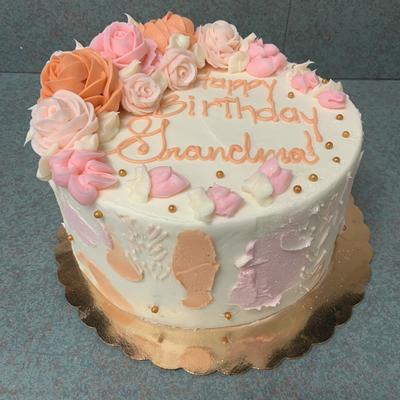 Pink and white floral birthday cake decorative cakes