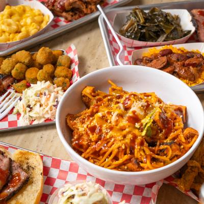 A variety of barbecue dishes from Hwy 27 BBQ Smokehouse.