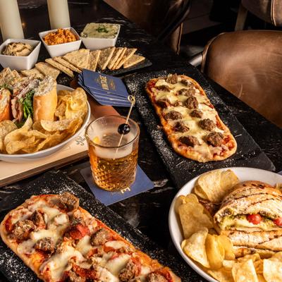 Different food dishes served on the table