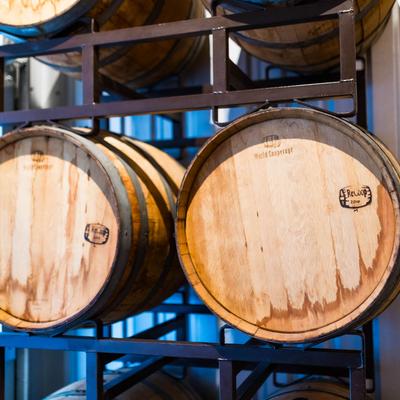 wine barrels display