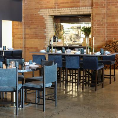 The interior, tables and chairs.