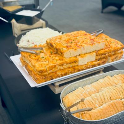 Prepared food on display.