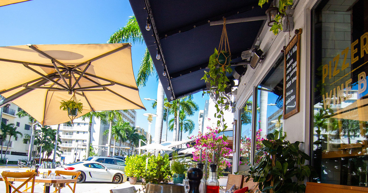 Restaurant exterior, outside tables
