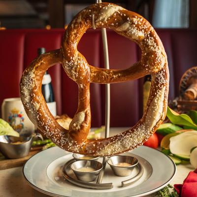 Bavarian Jumbo Pretzel with a trio of dipping sauces.