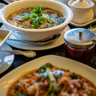 Served food on the table.