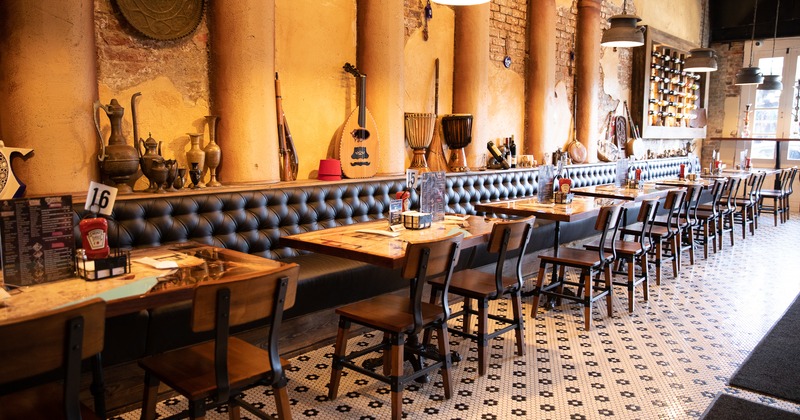 Interior, table line set up for a diner