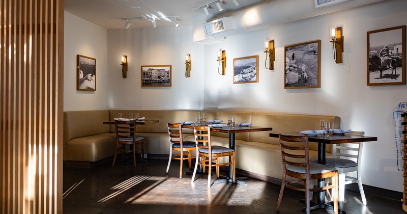 Interior, dining area with set tables