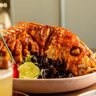 Fried Red Fish, with vegetables