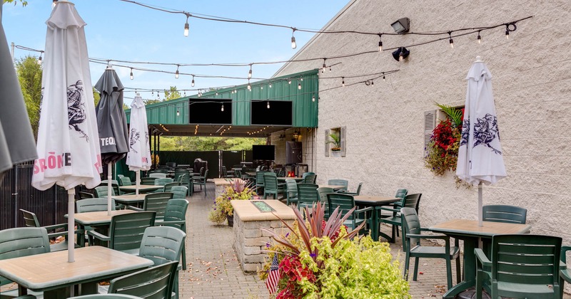Exterior, seating area with plant decoration