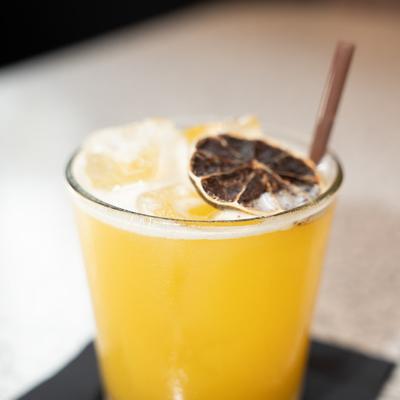 Yellow cocktail drink.