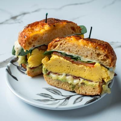 The Deluxe breakfast sandwich on a plate.