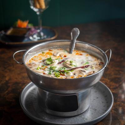 Creamy Thai coconut soup with shrimp.