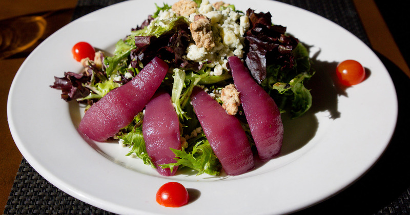 Purple and green salad with cottage cheese closeup