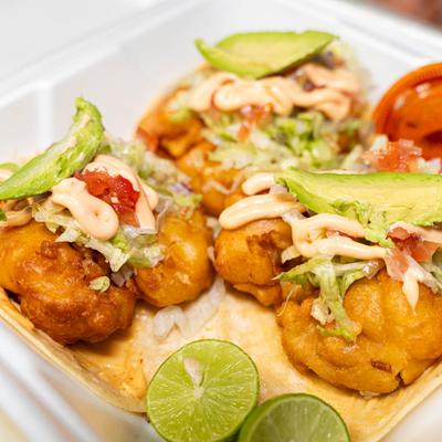 Fried shrimp taocs.