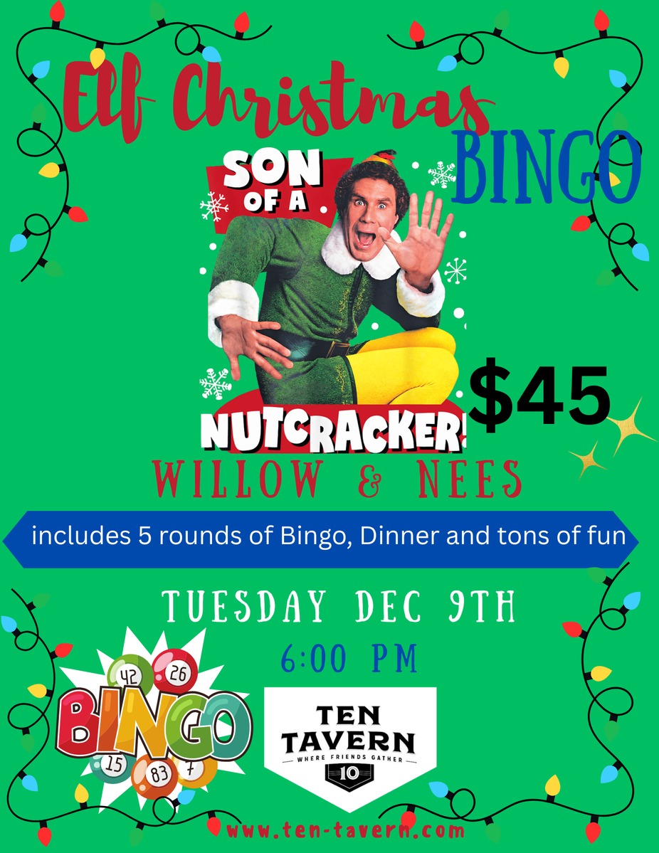🎄 Elf-Themed Dinner & Bingo Night at Ten Tavern! event photo